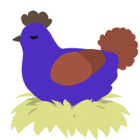 A indigo and russet chicken