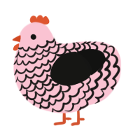 A rose and black chicken with a lace pattern