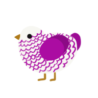 Frosted Sugar Cookie, a white and plum chicken with a lace pattern