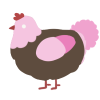 A bark and pink chicken with a head pattern