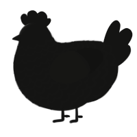 A black chicken with a lace pattern