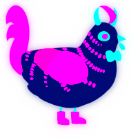A tumblr and fuchsia chicken with a half-bar pattern