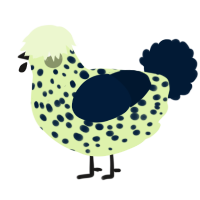A apple and tumblr chicken with a speckle pattern