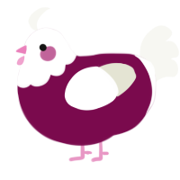 A wine and white chicken with a head pattern