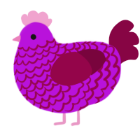 A amethyst and maroon chicken with a lace pattern