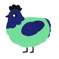 A spring and navy chicken with a head pattern