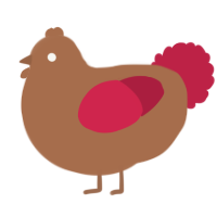 A brown and crimson chicken