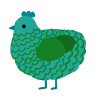 A turquoise and leaf chicken with a lace pattern