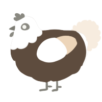 A bark and cream chicken with a head pattern