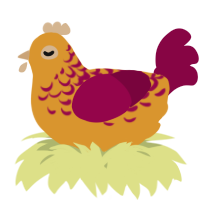 A orange and maroon chicken with a half-lace pattern