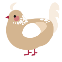 A beige and cream chicken with a neck-speckle pattern