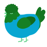 A cerulean and leaf chicken with a head pattern
