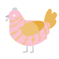 A rose and honey chicken with a bar pattern