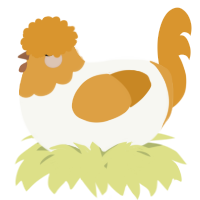 A white and orange chicken with a head pattern