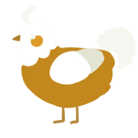 A ochre and white chicken with a head pattern