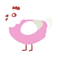 A pink and white chicken with a head pattern