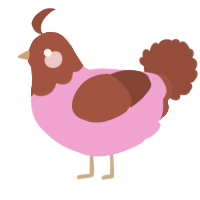 A pink and russet chicken with a head pattern