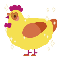 A yellow and vermilion chicken