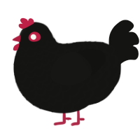 A black chicken with a lace pattern
