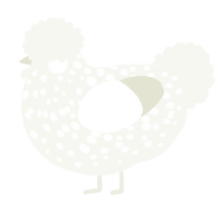 A white chicken with a speckle pattern