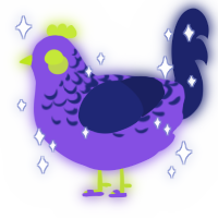 A blurple and navy chicken with a half-lace pattern