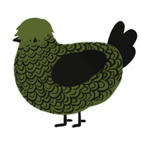 A olive and black chicken with a double-lace pattern