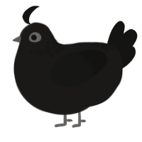 A sable and black chicken with a neck-speckle pattern