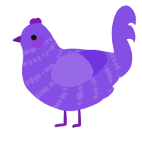 A blurple chicken with a bar pattern