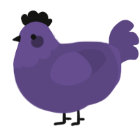 A overcast chicken with a head pattern