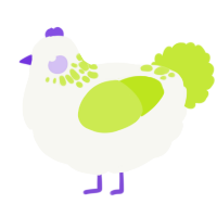 A white and lime chicken with a neck-speckle pattern