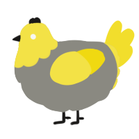 A ash and yellow chicken with a head pattern