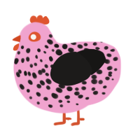 A pink and sable chicken with a speckle pattern