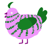 A lavender and leaf chicken with a bar pattern