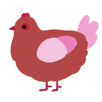 A red and pink chicken
