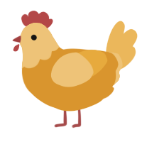A orange and honey chicken with a head pattern