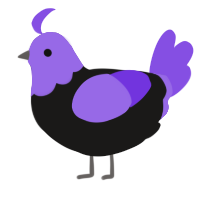 A sable and blurple chicken with a head pattern