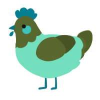 A mint and olive chicken with a head pattern