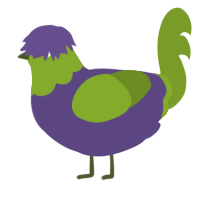 A overcast and chartreuse chicken with a head pattern