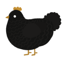 A black and sable chicken with a lace pattern
