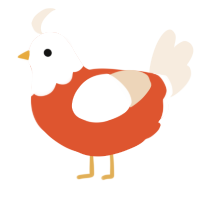 A vermilion and cream chicken with a head pattern