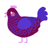 A wine and indigo chicken with a lace pattern