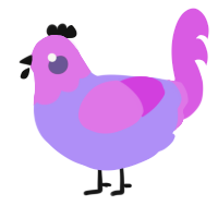 A lilac and orchid chicken with a head pattern
