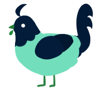 A mint and tumblr chicken with a head pattern