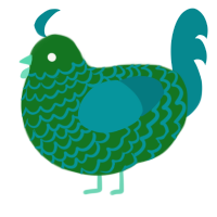 A leaf and teal chicken with a lace pattern