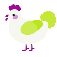 A white and lime chicken