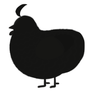 A black chicken with a lace pattern