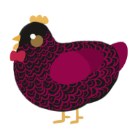 A sable and maroon chicken with a double-lace pattern