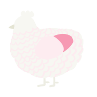 A white and rose chicken with a lace pattern