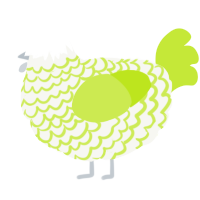 A white and lime chicken with a lace pattern