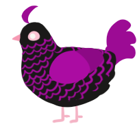 A sable and plum chicken with a lace pattern